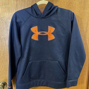 Boys Under Armour Hoodie Navy Blue with Orange Logo Size Youth Extra Large